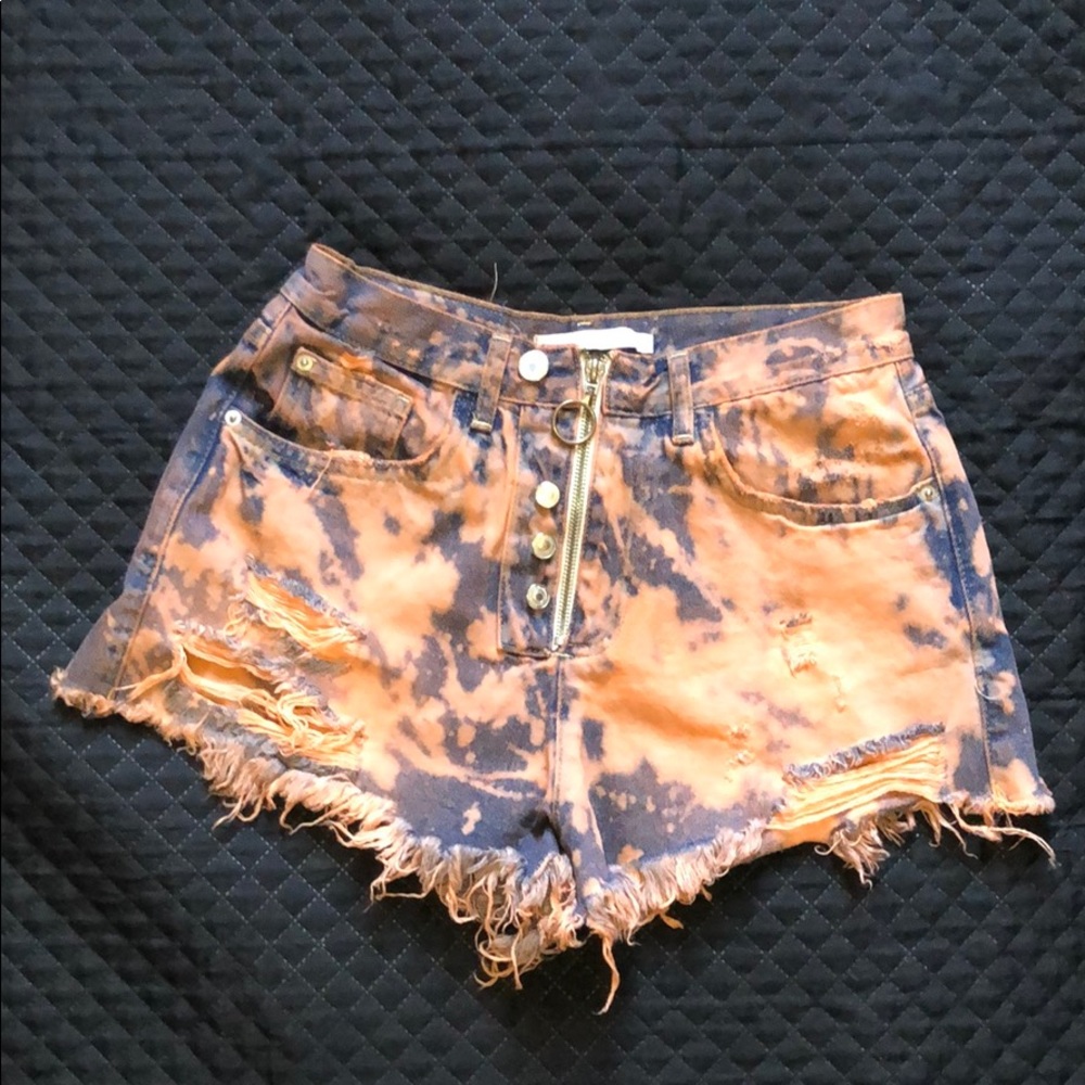 Tye Dye & Distressed Zara High Waist Jean Shorts